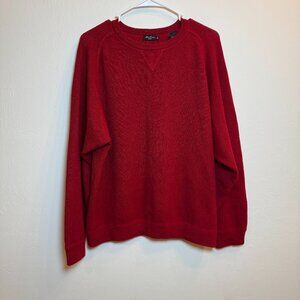 Alan Flusser Golf Mens Medium Red Baby Alpaca Wool Blend Crewneck Sweater